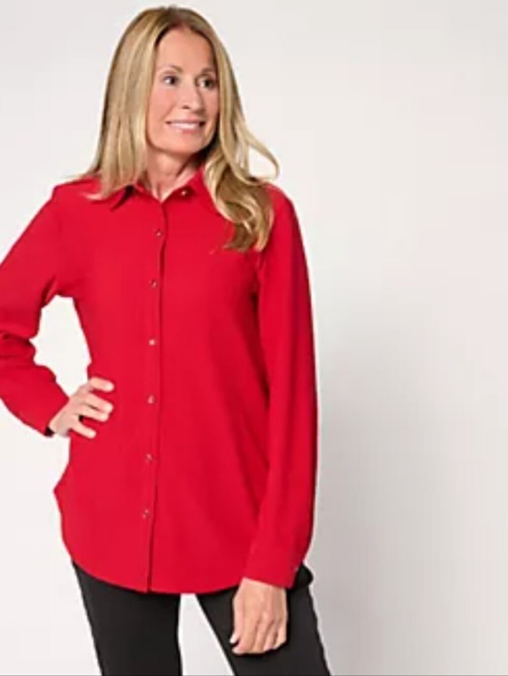 New Susan Graver Red Silky Texture Shirt